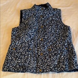 Talbots Petite Medium Blue Patterned Vest
